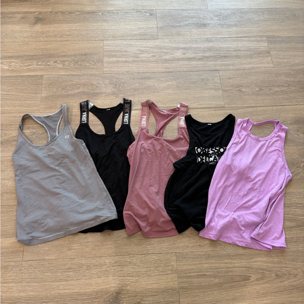 Lorna Jane Gray and Pink Sleeveless Tank Top